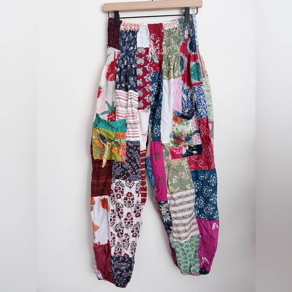 Kathmandu Patchwork Harem Pants pockets smocked m… - image 1